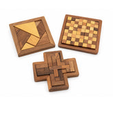 3-in-1 Wooden Brain Teaser Combo | Tangram, Chess Pentomino & Cross Pentomino | Boost Logic, Creativity & Problem-Solving