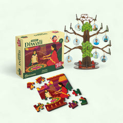 DIY Family Tree and Diwali Jigsaw Puzzle Set of 2 I Value Pack Combo