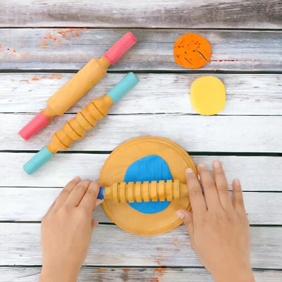 Rolling Pins & Board Set (Chakla Belan) | Wooden Pretend Play Toy for Toddler (4+ Years)
