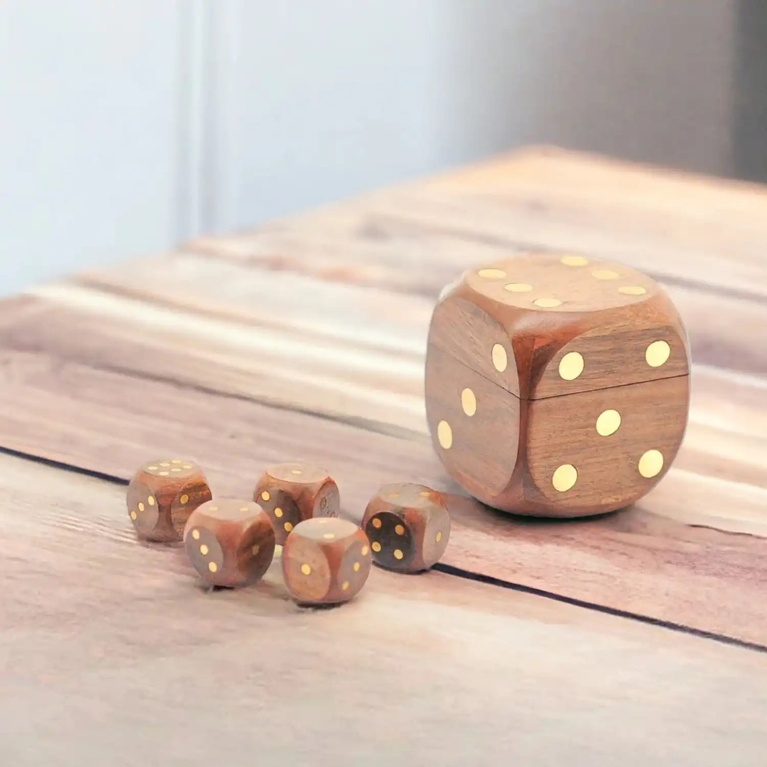 Buy Wooden Dice Box Set I Set of 5 Premium Dice for Ludo Game With Storage Box