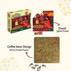 Buy Wooden Coffee Bean Fractal Puzzle and Cardboard Diwali Jigsaw Puzzle for Kids 6 to 8 Year