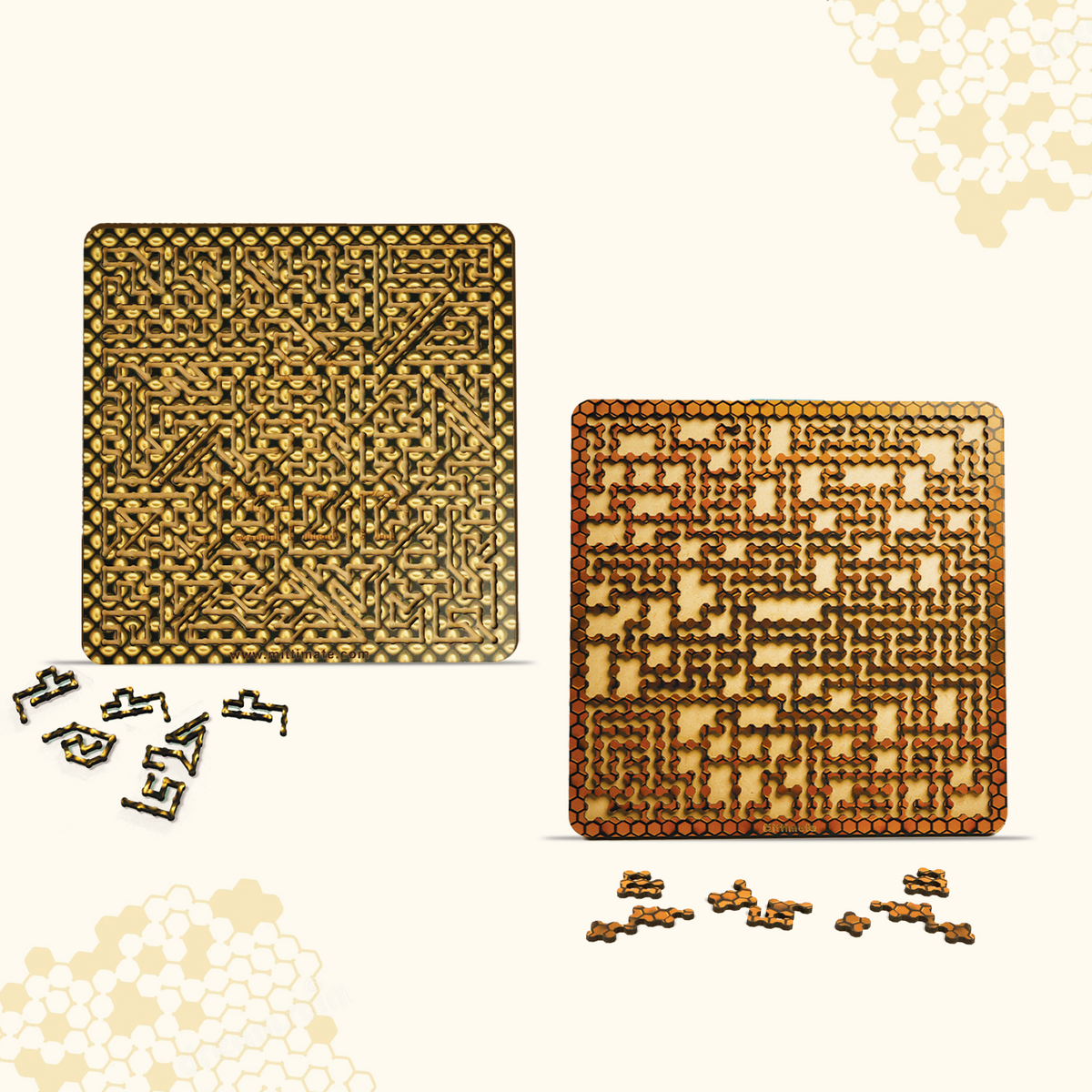 Honey Comb and Coffee Bean Fractal Puzzle Set of 2 I Value Pack Combo