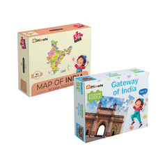 Mumbaikars 36 Pcs Jigsaw Puzzle Combo | Map of India and Gateway of India | Set of 2