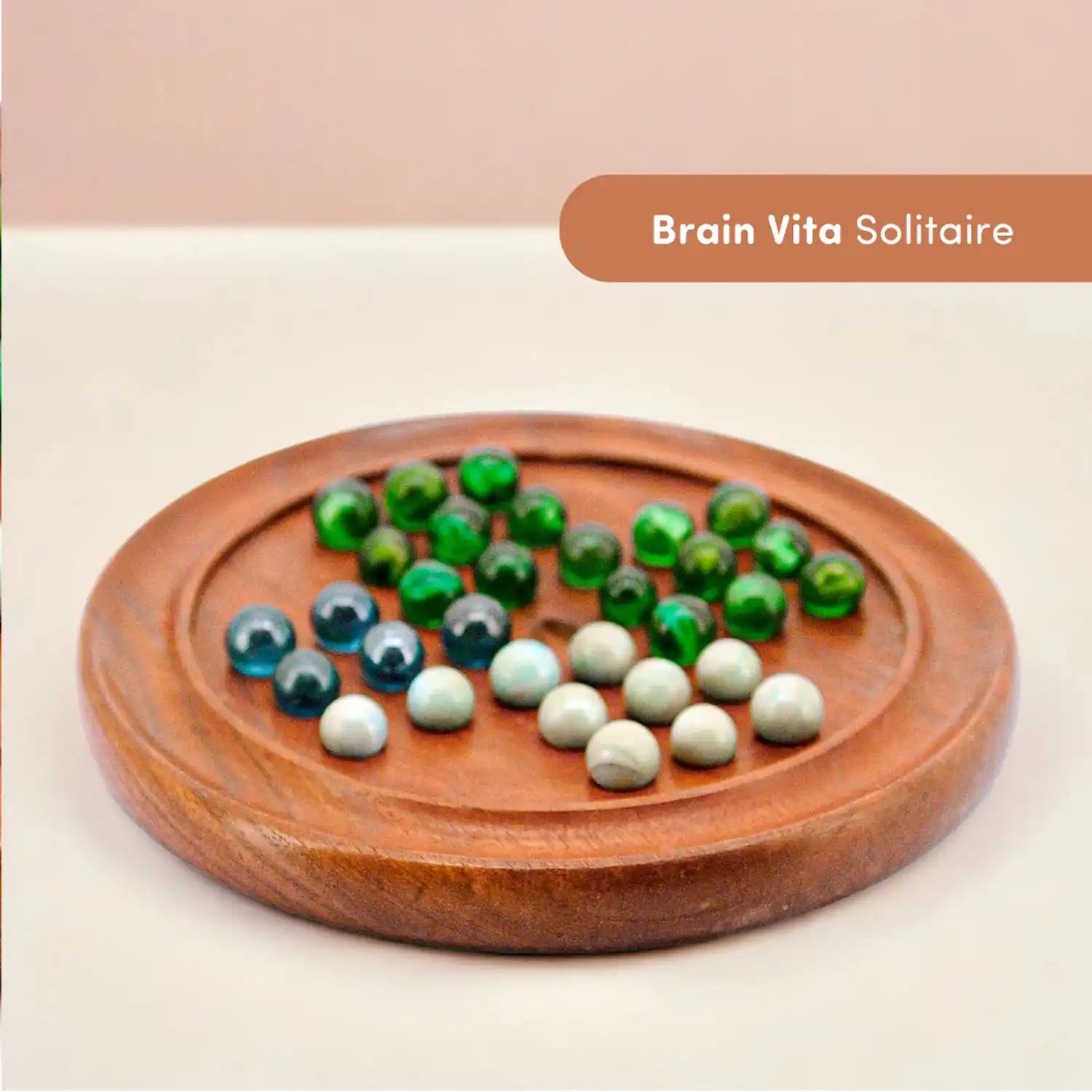 Buy Wooden Solitaire Brain Vita Game with Marbles for Kids 6 to 8 Year Old