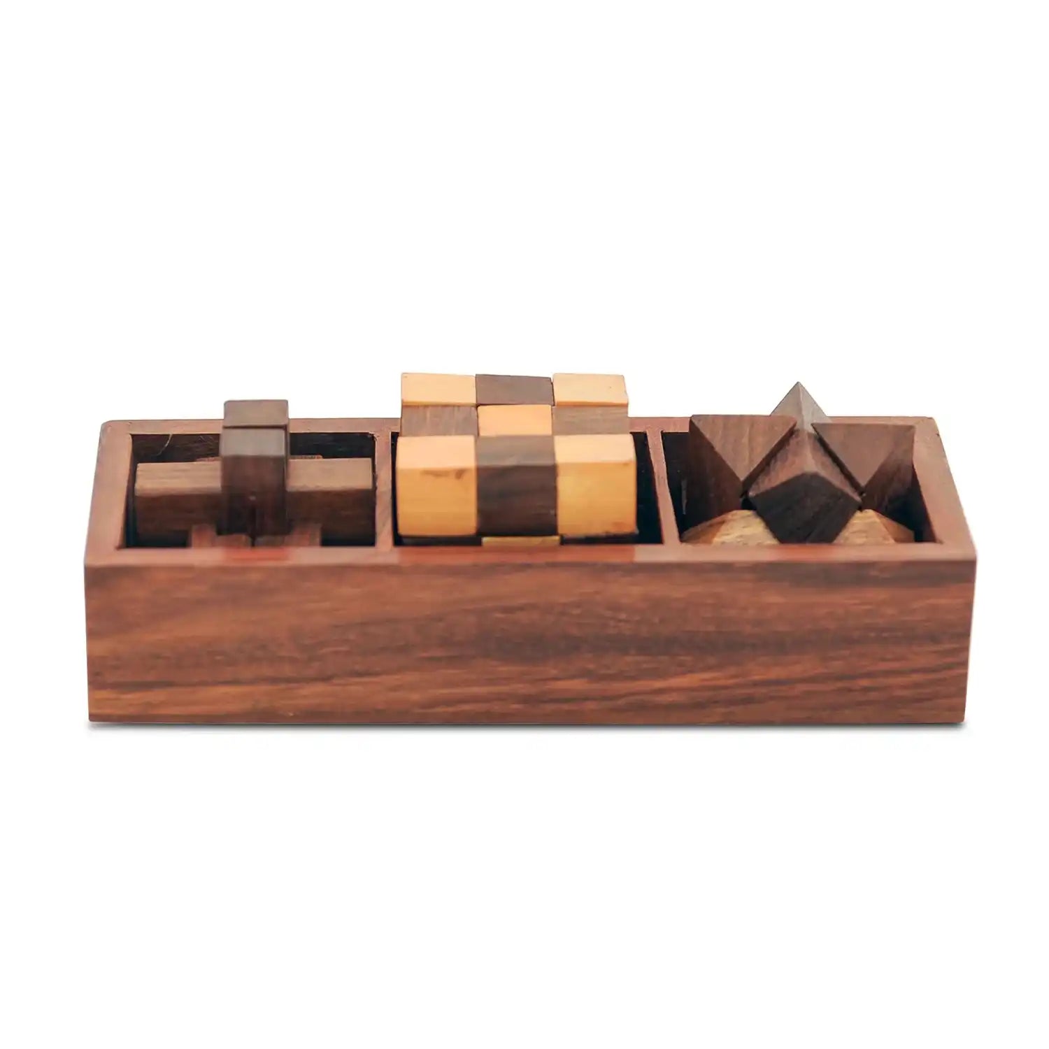 Buy Wooden 3 in 1 Puzzles for Kids 8 Year Old & Above I Snake Cube, Star Cube and Burr Puzzle