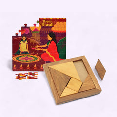 Diwali Jigsaw Puzzle and Tangram Set of 2 | Value Pack Combo