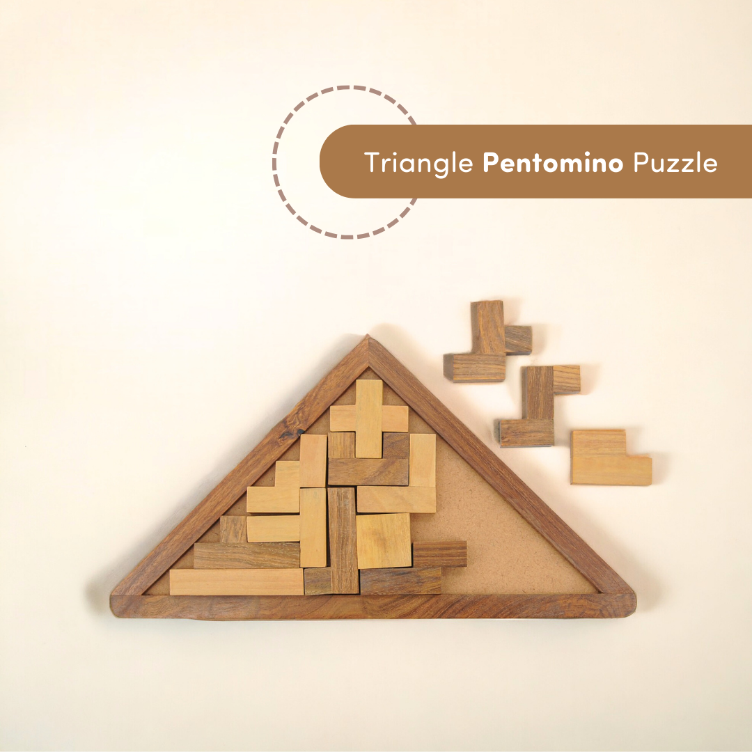 Wooden Triangle Pentomino Puzzle| Brain Teaser Games | Fun & Learning - Mittimate