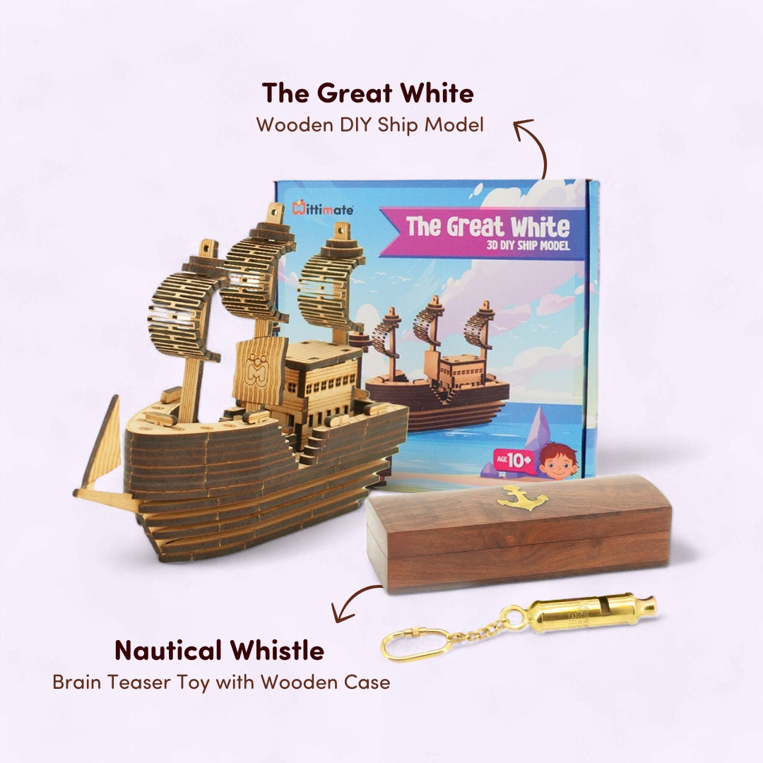 DIY Ship and Wooden Nautical Whistle Set of 2 I Value Pack Combo