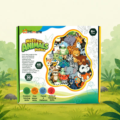 Meet the Animals Puzzle for Kids 6+ Years | 45-Piece Animal Puzzle with Picture Guide | Educational Puzzle for Problem Solving, Focus & Fine Motor Skills