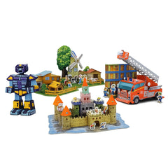 DIY Paper Model Construction Combo | Castle, Robot, Fire Engine & Farmhouse | Creative Learning Activity Set for Kids 8+