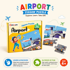 4-in-1 Explore India & Pretend Play Combo | Taj Mahal, Gateway of India, Airport Puzzle & Wooden Rolling Pin Set