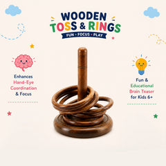 2-in-1 Wooden Games Combo | Brainvita & Toss & Rings | Focus, Strategy & Hand-Eye Coordination for Kids 6+