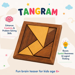 3-in-1 Wooden Brain Teaser Combo | Tangram, Chess Pentomino & Cross Pentomino | Boost Logic, Creativity & Problem-Solving
