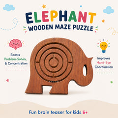 4-in-1 Wooden Brain Teaser & Adventure Combo | Tangram Puzzle, Snake Cube2 ", Elephant Maze & Nautical Whistle