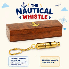 4-in-1 Wooden Brain Teaser & Adventure Combo | Tangram Puzzle, Snake Cube2 ", Elephant Maze & Nautical Whistle