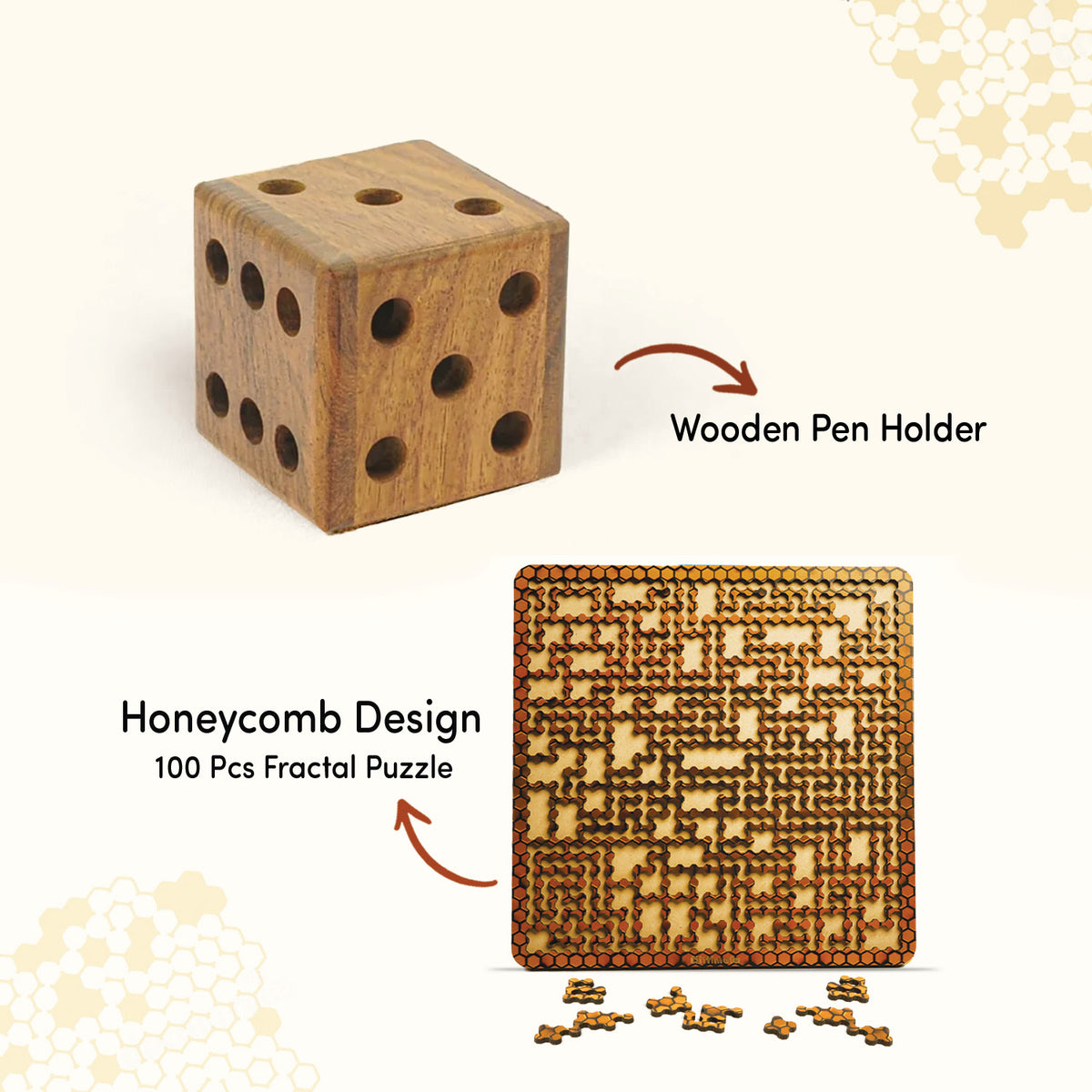 Honeycomb  and Dice Pen Holder Set of 2 I Value Pack Combo