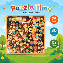 Faces Puzzle for Kids 6+ Years | 75-Piece Wooden Face Puzzle | Educational & Screen-Free Activity | 30 Minutes Playtime