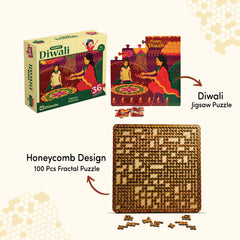 Honey Comb Fractal Puzzle and Diwali Jigsaw Puzzle Set of 2 I Value Pack Combo