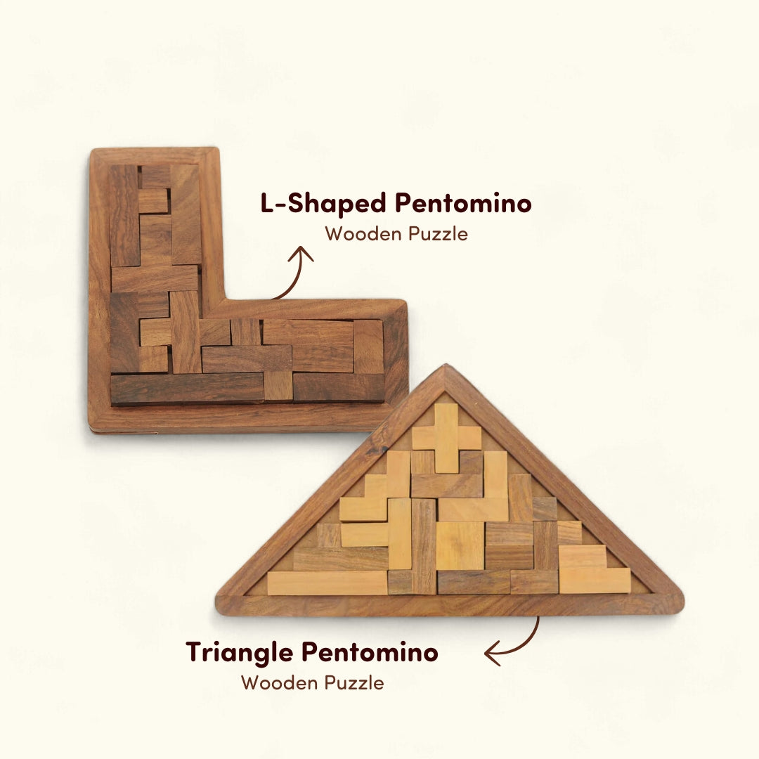 L Shaped Pentomino Puzzle and Triangle Pentomino Puzzle Set of 2 I Value Pack Combo