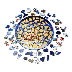 Christmas Fractal Puzzle for Kids – 54 Colorful Wooden Pieces | Challenging Brain Teaser for Ages 6+ | Develops Logic, Creativity & Problem-Solving Skills