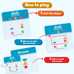 Sort The Shapes - A Logical Reasoning Game for Kids 6+ with 10 Colorful Shapes and 30 Cue Cards